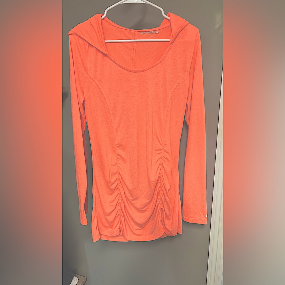 Marika long sleeve ruched hooded tee